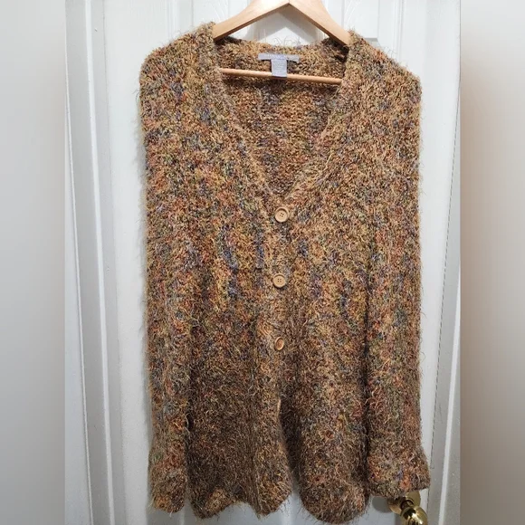 Carroll Reed Cozy Multicolor Button Down Sweater - Picture 2 of 9